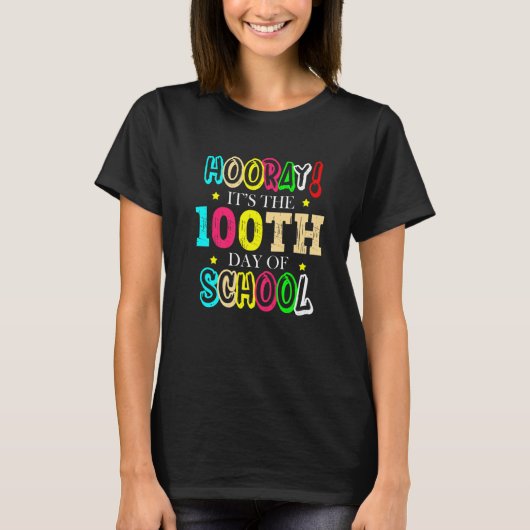 T-shirt Hooray It's The 100th Day Of School Celebration Sc (Devant)