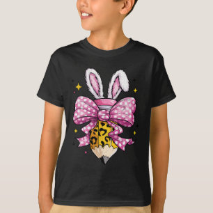 T-shirt Hopacher Teacher Cute Coquette Bow Bunny Jour de P