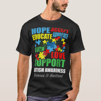 T-shirt Hope Faith Love Ruban Autistic Sensibilisation Fem