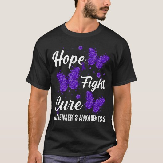 T-shirt Hope Fight Cure Alzheimers Awareness Butterfly (Devant)