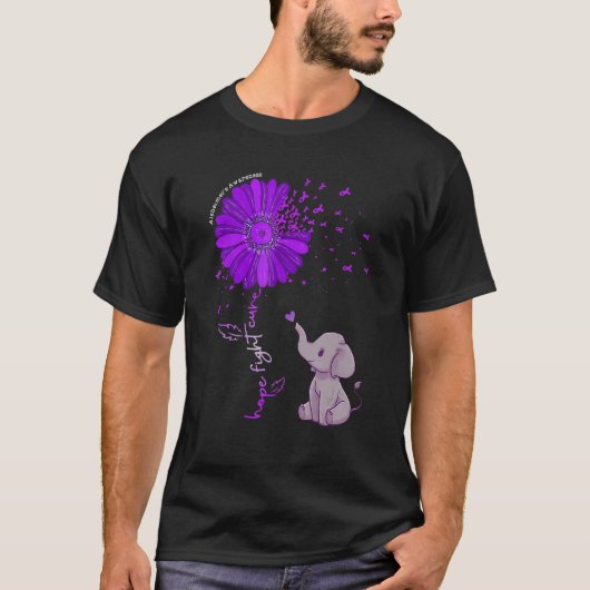 T-shirt Hope Fight Cure Alzheimer's Awareness Purple Flowe (Devant)