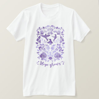 T-shirt Hope Grosses - Lavender Linocut Bird Inspirational