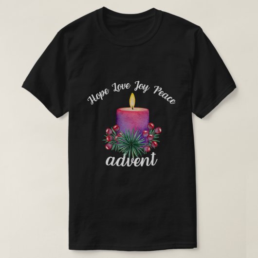 T-shirt Hope Love Joy Peace Advent Seasons (Design devant)