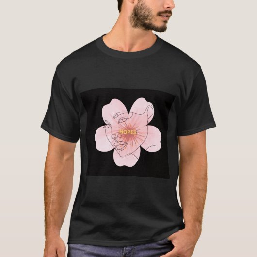 T-shirt HOPES! – portrait floral minimal (Devant)