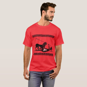 T-shirt Hoplit et lion (noir sur le rouge)