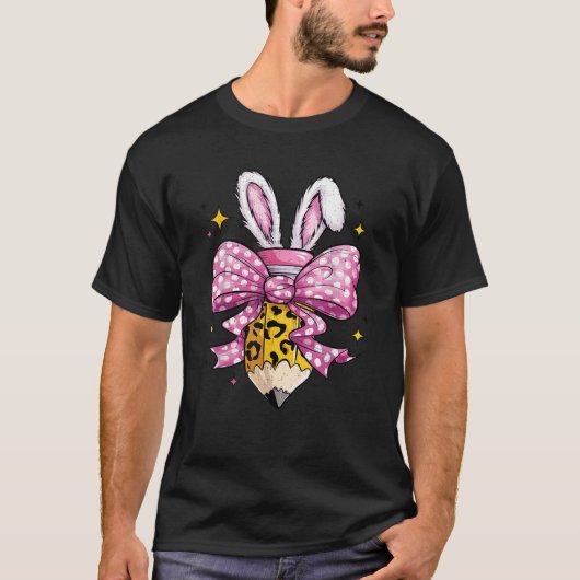 T-shirt Hoppy Teacher Cute Coquette Bow Bunny Easter Day K (Devant)