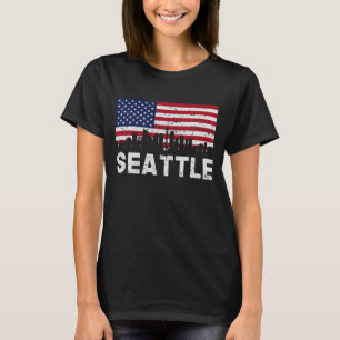 T-shirt Horizon de drapeau américain de Seattle WA afflig
