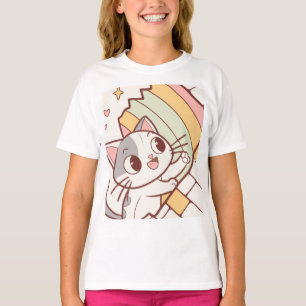 T-shirt Horloge murale Kawaii Cat Bursting mignonne 