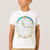 T-shirt Horloge rétro d'alarme or avec réglage bleu (Devant)