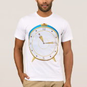 T-shirt Horloge rétro d'alarme or avec réglage bleu (Devant)