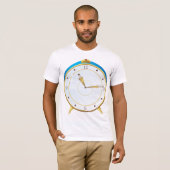 T-shirt Horloge rétro d'alarme or avec réglage bleu (Devant entier)