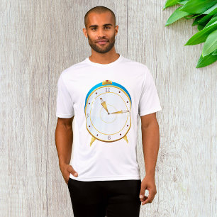 T-shirt Horloge rétro d'alarme or avec réglage bleu
