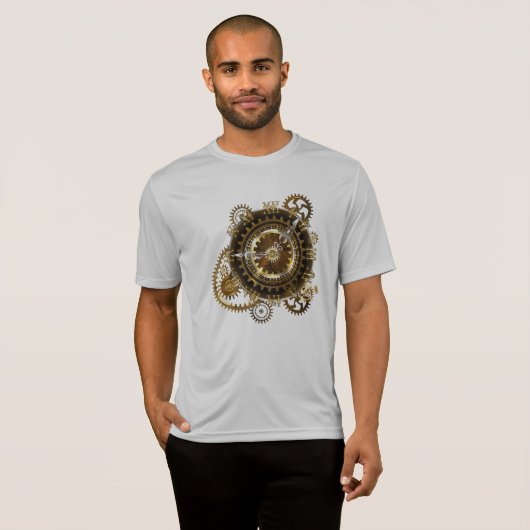 T-shirt Horloge Steampunk avec des engrenages anciens (Devant entier)