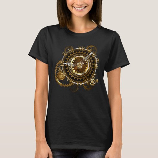 T-shirt Horloge Steampunk avec des engrenages anciens (Devant)