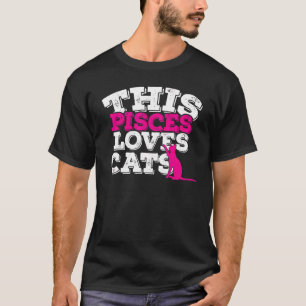 T-shirt Horoscope Signe du zodiaque Poissons Aime les Chat