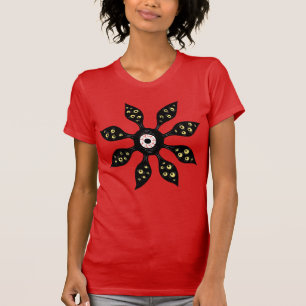 T-shirt Horreur Fleur Oeil Déplaisant Macabre Rouge Noir