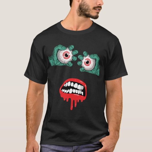 T-shirt Horrifique Mains Zombies avec Baguette Fondue (Devant)