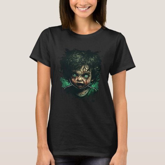 T-shirt Horror Evil Baby Nightmare Scary Terrifying Hallow (Devant)