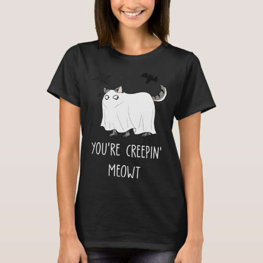 T-shirt Horror Graphic Cat Creepy Creeping Halloween (Devant)