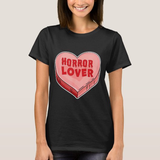 T-shirt Horror Lover Candy Heart Valentines Day Halloween  (Devant)