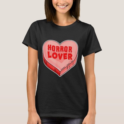 T-shirt Horror Lover Candy Heart Valentines Day Halloween (Devant)