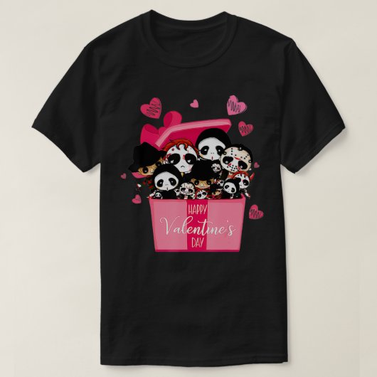 T-shirt Horror Movie Character Chibi With Heart Love Valen (Design devant)