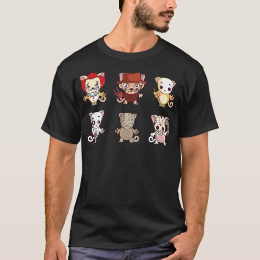 T-shirt Horror Movie Characters Cat (Devant)