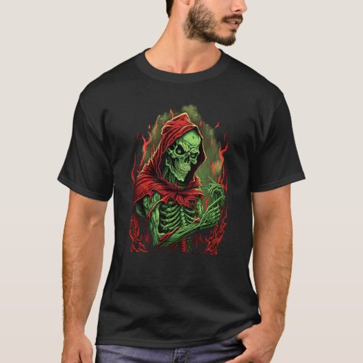 T-shirt Horror Rock Skeleton Creepy Undead Death Occult (Devant)