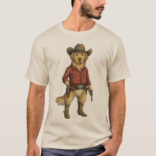 T-shirt Hors-la-loi Cowboy Retriever doré – D Western vint