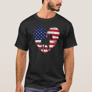 T-shirt Horse American Flag Heart 4 juillet Usa Patrioti