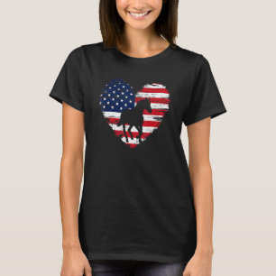 T-shirt Horse American Flag Heart 4 juillet Usa Patrioti