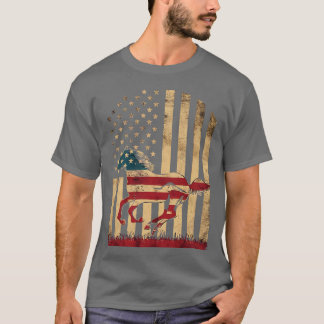 T-shirt Horse American Flag USA 4 juillet Hommes Femmes Ga