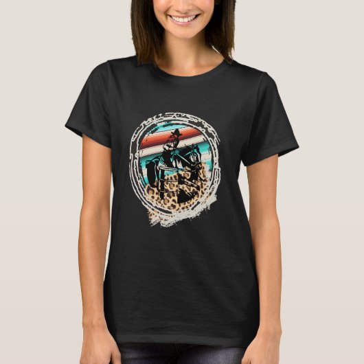 T-shirt Horse Barrel Racing Serape Leopard (Devant)