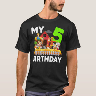 T-shirt Horse Cow Cog Chicken Farming Farm 5e anniversaire