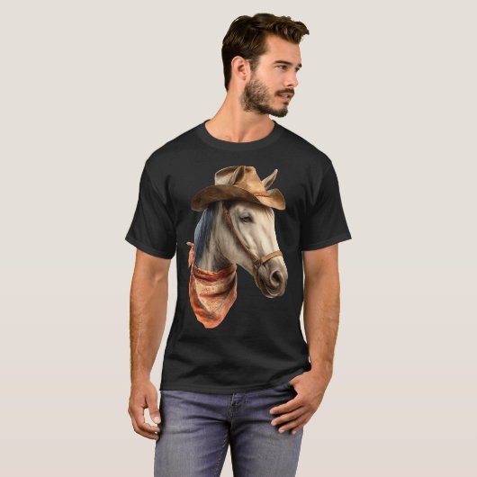 T-shirt Horse Cowboy Equestrian Riding Funny Graphic (Devant entier)
