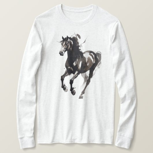 T-shirt Horse Painting Long Sleeves Top (Design devant)