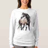 T-shirt Horse Painting Long Sleeves Top (Devant)