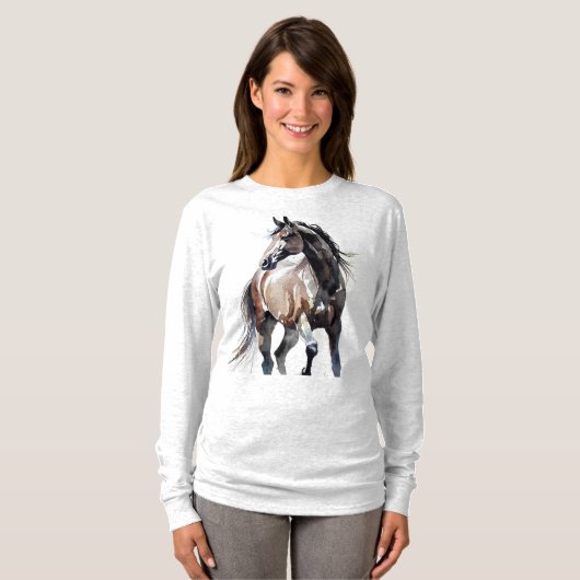 T-shirt Horse Painting Long Sleeves Top (Devant entier)