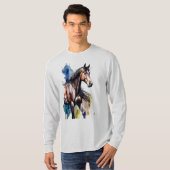 T-shirt Horse Painting Long Sleeves Top (Devant entier)