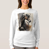 T-shirt Horse Painting Long Sleeves Top (Devant)