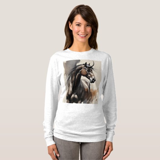T-shirt Horse Painting Long Sleeves Top (Devant entier)
