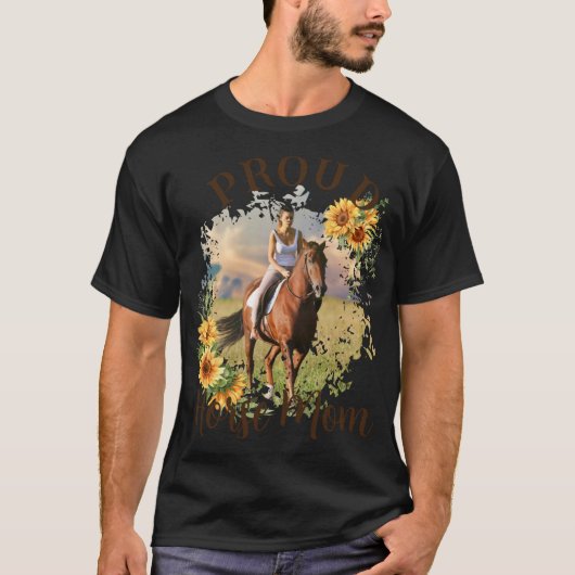 T-shirt Horse Pet Photo Text Sunflower Accent T Shirt (Devant)