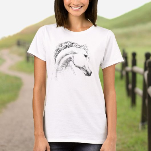 T-shirt Horse portrait drawing equestrian art