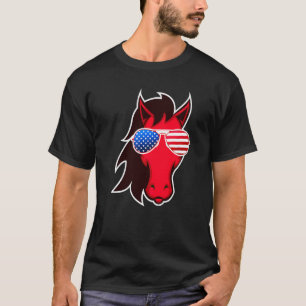 T-shirt Horse Racing Usa Amérique Lunettes de soleil Cheva