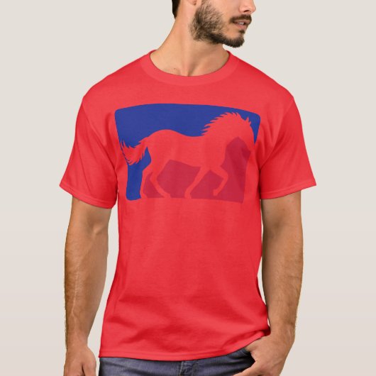 T-shirt Horse red blue sport friend (Devant)