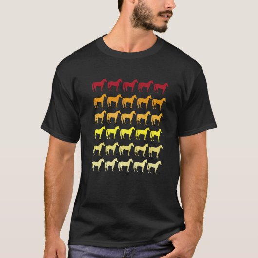 T-shirt Horse Retro Animal Pattern (Devant)