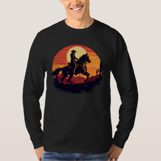 T-shirt Horse Rider  Retro Vintage Sunset Horse Girl Graph