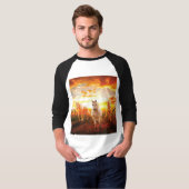 T-shirt Horses at sunset throw pillow (Devant entier)