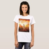 T-shirt Horses at sunset throw pillow (Devant entier)