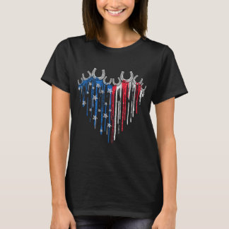 T-shirt Horseshoe American Flag Heart Horse Independence